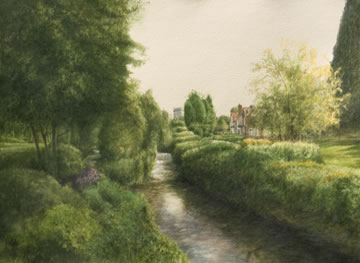 River Wye in Wooburn Town (watercolour)